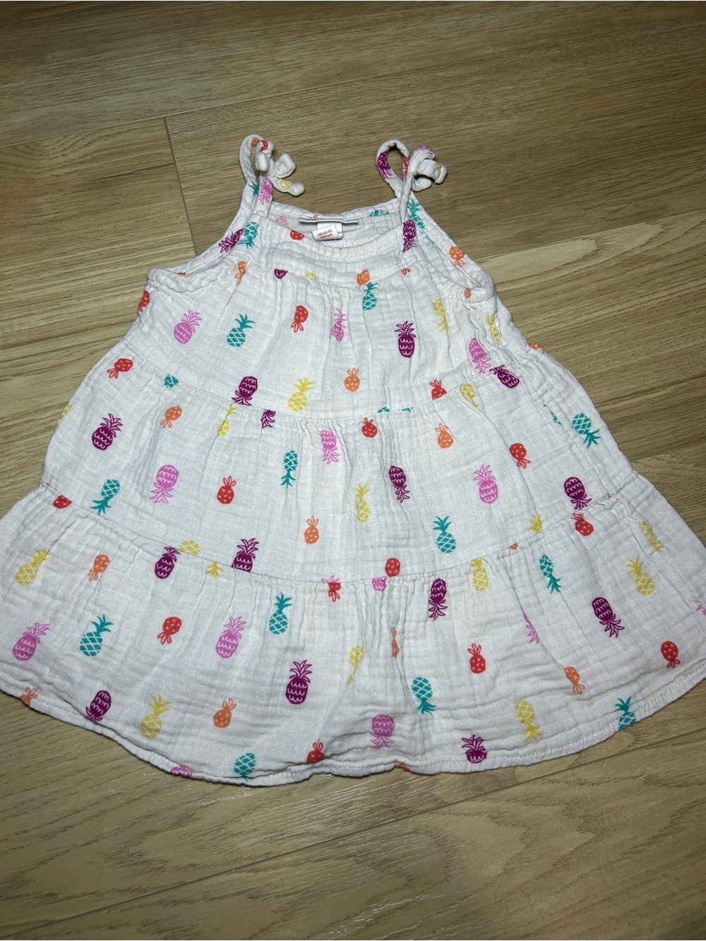 Cat & Jack White Tiered Sundress with Multicolor Pineapple Print